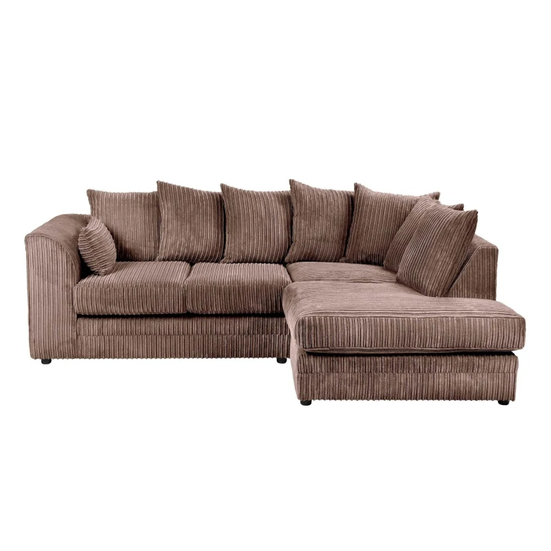 Image of LUXURY LIFE Dylan Jumbo Cord Fabric Right Hand Facing Corner Sofa Chocolate