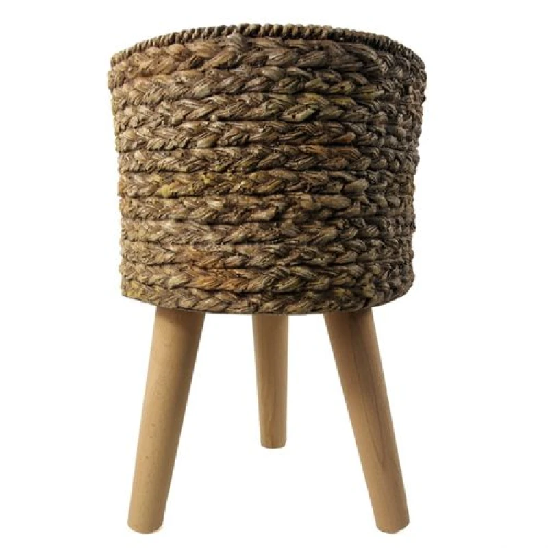 Image of Leaf 39cm x 26cm Woven Effect Composite Large Planter Dark Brown