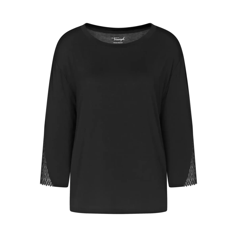 Image of Triumph Aura Spotlight Pyjama Top in Modal Black Women 10;12;14;16;18