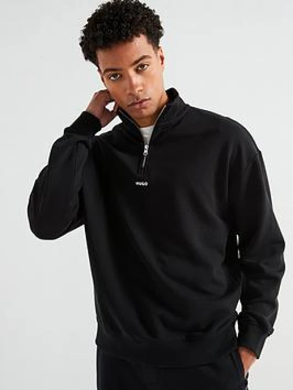 Image of HUGO Durty244 1/4 Zip Sweatshirt Black L