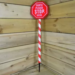 Image of 80cm Premier Christmas Sign - Santa Please Stop Here with LED & Timer