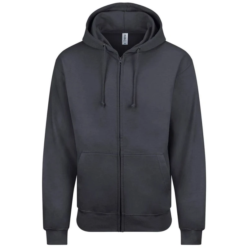 Image of AWDis Mens Plain Full Zip Hoodie in Charcoal Size: XL Charcoal Male XL