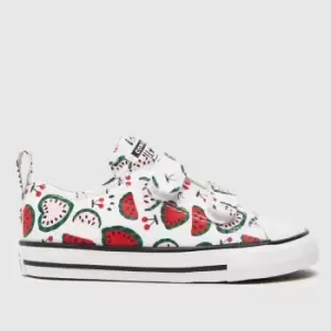 Converse White & Red 2v Girls Toddler Trainers