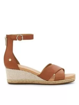 Image of UGG Eugenia Wedge Sandals, Tan, Size 8, Women