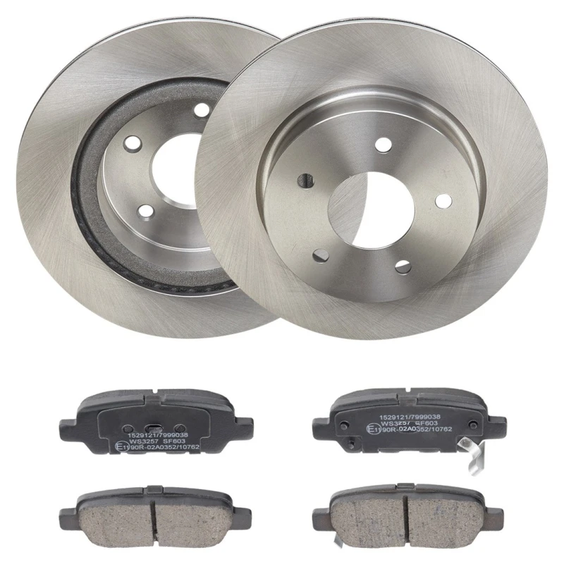 Image of RIDEX 3405B2343 Brake disc and pads set Rear Axle, Brake Disc Type: internally vented, incl. wear warning contact Brake Set,disc brakes (3405)