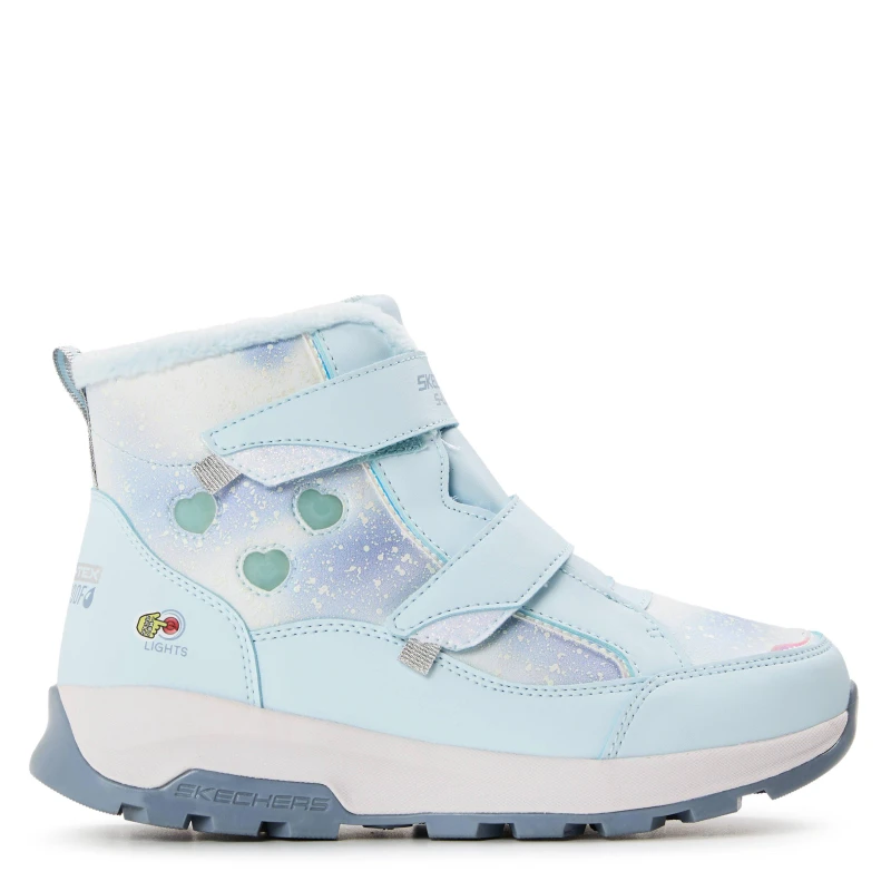 Image of Skechers Unisex Kids Double Strap Lighted Mid Walking Shoes Light Blue unisex 3 (36)