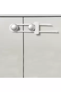 Image of 3 Sliding Cabinet Locks - White