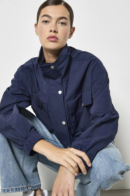 Image of Apricot Womens Sporty Cropped Jacket in Navy Size: 12 Navy Female 12