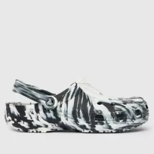 image of Crocs White & Black Classic Marble Clog Sandals