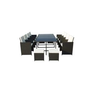 image of Amir Royalcraft Cannes 12 Seater Cube Dining Set Black Garden & Outdoor