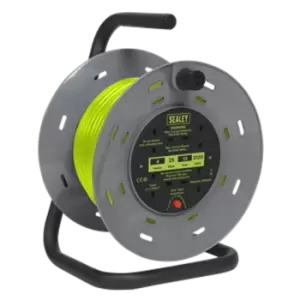 Image of Sealey Cable Reel with Thermal Trip 4 X 230V Sockets 25m - Green