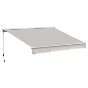 image of Outsunny 3.5Lx2.5M Retractable Awning-Cream White