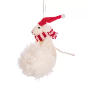Image of Mouse with Snowball Felt Decoration