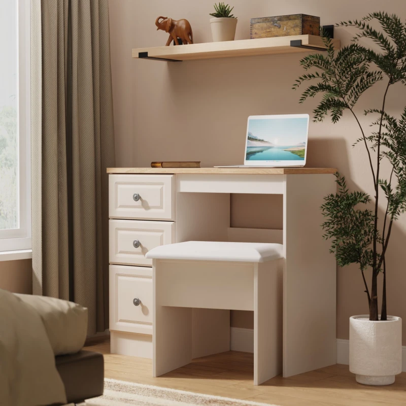 Image of Ready Assembled 2 U Surrey 3 Drawer Vanity (Ready Assembled) in Taupe Size: Medium Taupe Unisex Medium