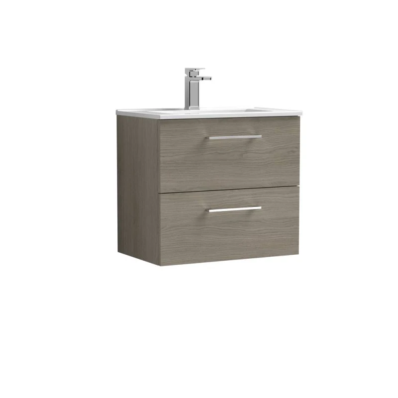 Image of Balterley Bathroom 2 Soft Close Drawer Wall Hung Vanity Unit, Solace Oak, 600mm in Brown Brown Unisex