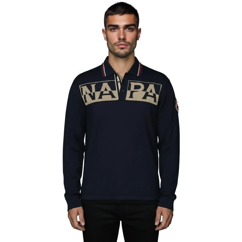 Image of Long sleeve polo shirt Napapijri Archive Bleu Male 2XL