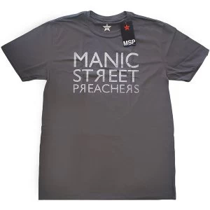 Image of Manic Street Preachers - Reversed Logo Unisex Large T-Shirt - Grey