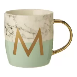 image of Bone China Marble/Green M Alphabet Mug