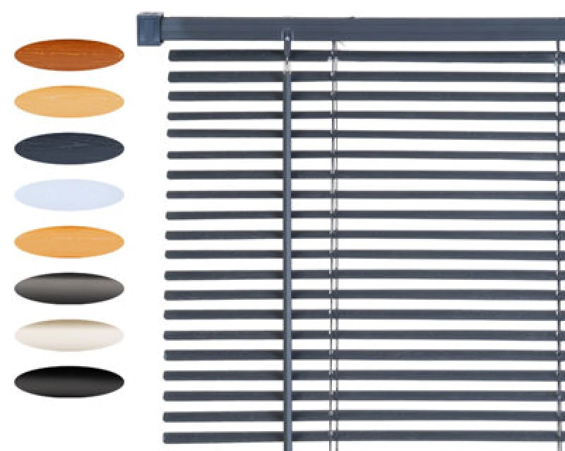 Image of Lister Cartwright 25mm Pvc Venetian Blinds Windows Easy Fit Child Safety Included (Steel Textured, 90 Cm Width X 160 Cm Drop)