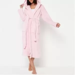 image of Missguided Fluffy Longline Dressing Gown - Pink