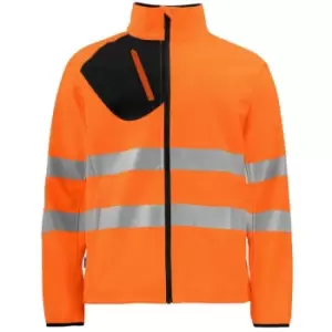 image of Projob - Mens Hi-Vis Soft Shell Jacket (m) (Orange/Black) - Orange/Black