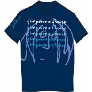 Image of John Lennon Tee Shirt: Give Peace a Chance Blue: X Large