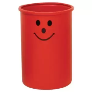 image of Slingsby Open Top Waste Bin With Smiley Face Logo - Red