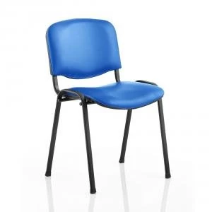 image of Trexus ISO Stacking Chair Without Arms Blue Vinyl Black Frame Ref