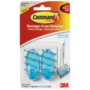 image of 3M Command Blue Plastic Hooks Pack of 2