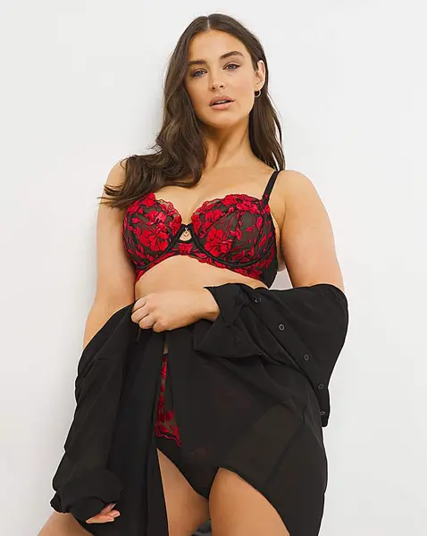 Image of Ann Summers Hero Plunge Wired Bra Black/Red Female 32H MY14729