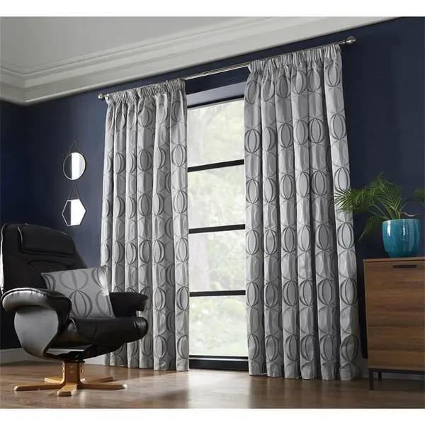 Image of Other Omega Multi Yarn Fully Lined Pencil Pleat Curtains - Silver 229x274cm