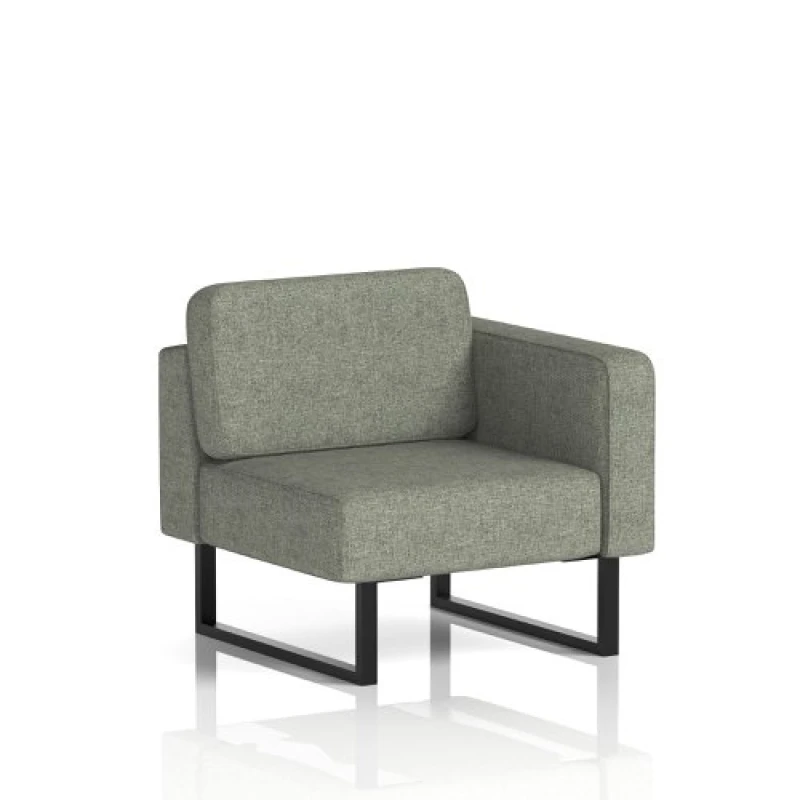 Image of Brixworth Modular Seating Left Unit with Black in Rivet Fabric - Vitreous