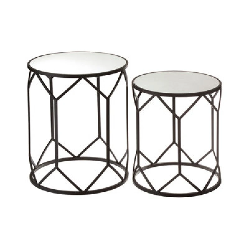 Image of Premier Housewares Set Of 2 Avantis Polygonal Frame Tables Black