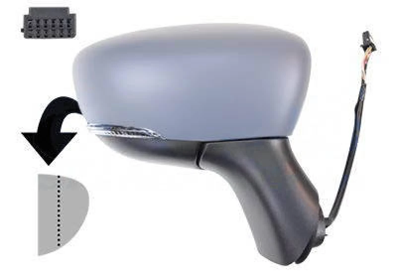 Image of VAN WEZEL 4384818 Wing mirror * HAGUS * Right, with temperature sensor, primed Outside Mirror (50)