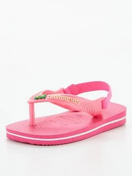 Image of Havaianas Baby Brasil Logo II Flip Flop Sandals - Pink, Size 7 Younger