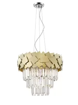 Image of Celine Crystal Laser Cut 6 Light Ceiling Gold