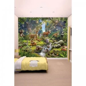 image of Animals of the Forest 12 Panel Wall Mural