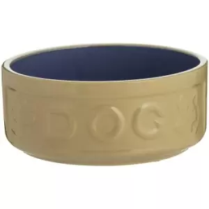 Image of Mason Cash Cane & Blue Lettered Dog Bowl 15cm