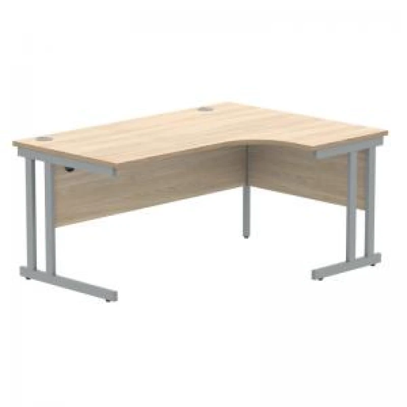Image of Polaris Right Hand Radial DU Cantilever Desk 1600x1200x730mm Canadian Oak/Silver KF822250