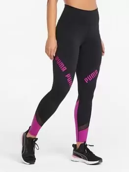 image of Puma Train Logo Eversculpt High Waist 7/8 Leggings - Black/Multi, Black/Multi, Size L, Women