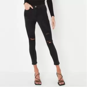 Missguided Hw Authentic Ripped Skinny - Black