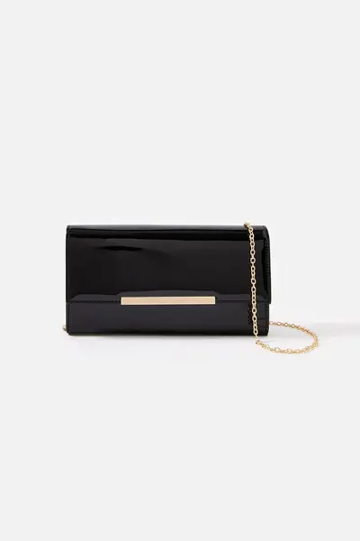 image of Accessorize Patent Clutch Bag Black