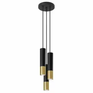 image of Sollux Pendant Lamp Loopez 3P Black/Golden