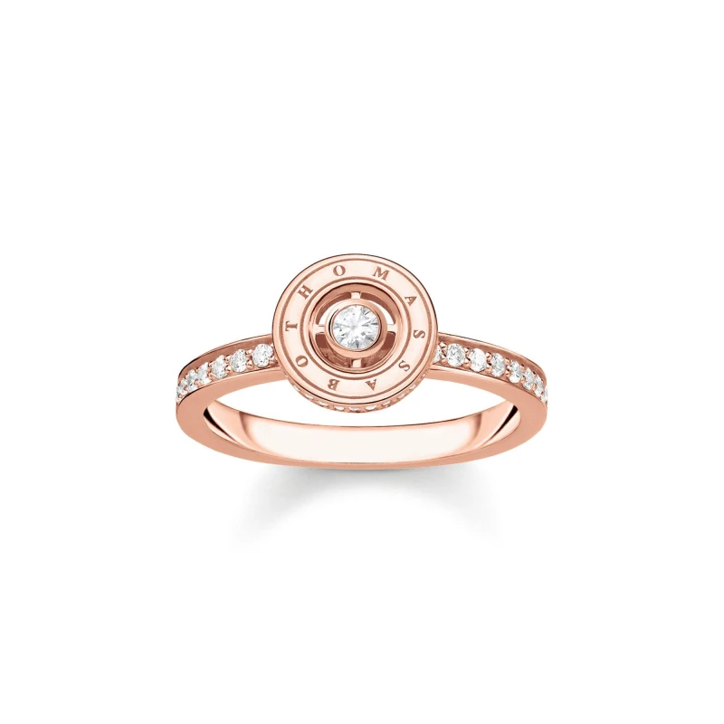 Image of Thomas Sabo Pav Rose Gold Plated Circle Ring Gold 48