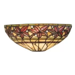 image of Ashtead 1 Light Indoor Wall Uplighter Dark Bronze with Tiffany Glass, E14