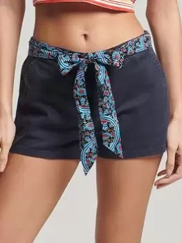 Image of Superdry Vintage Organic Chino Short - Navy, Size 10, Women