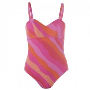 image of Figleaves Sao Paulo Stripe Bandeau Swimsuit - Pink