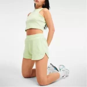 Missguided Embroidered Waffle Crop Top And Shorts Co Ord Set - Green