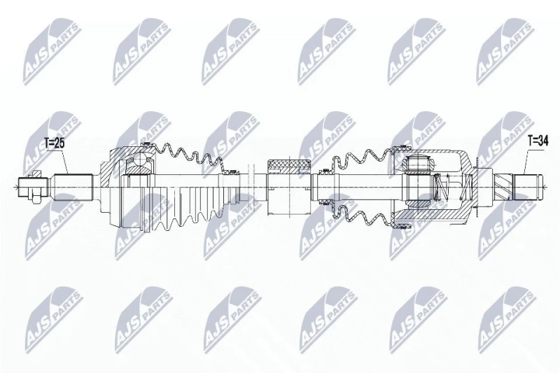 Image of NTY NPW-RE-061 Drive shaft Dual-Clutch Transmission, Front Axle Left Drive Shaft (13)