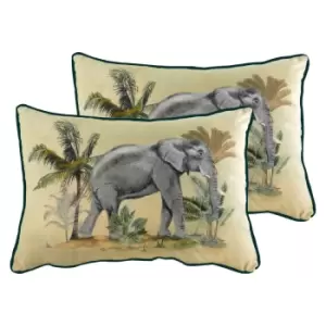 Image of Evans Lichfield Kibale Elephant Twin Pack Polyester Filled Cushions Multi